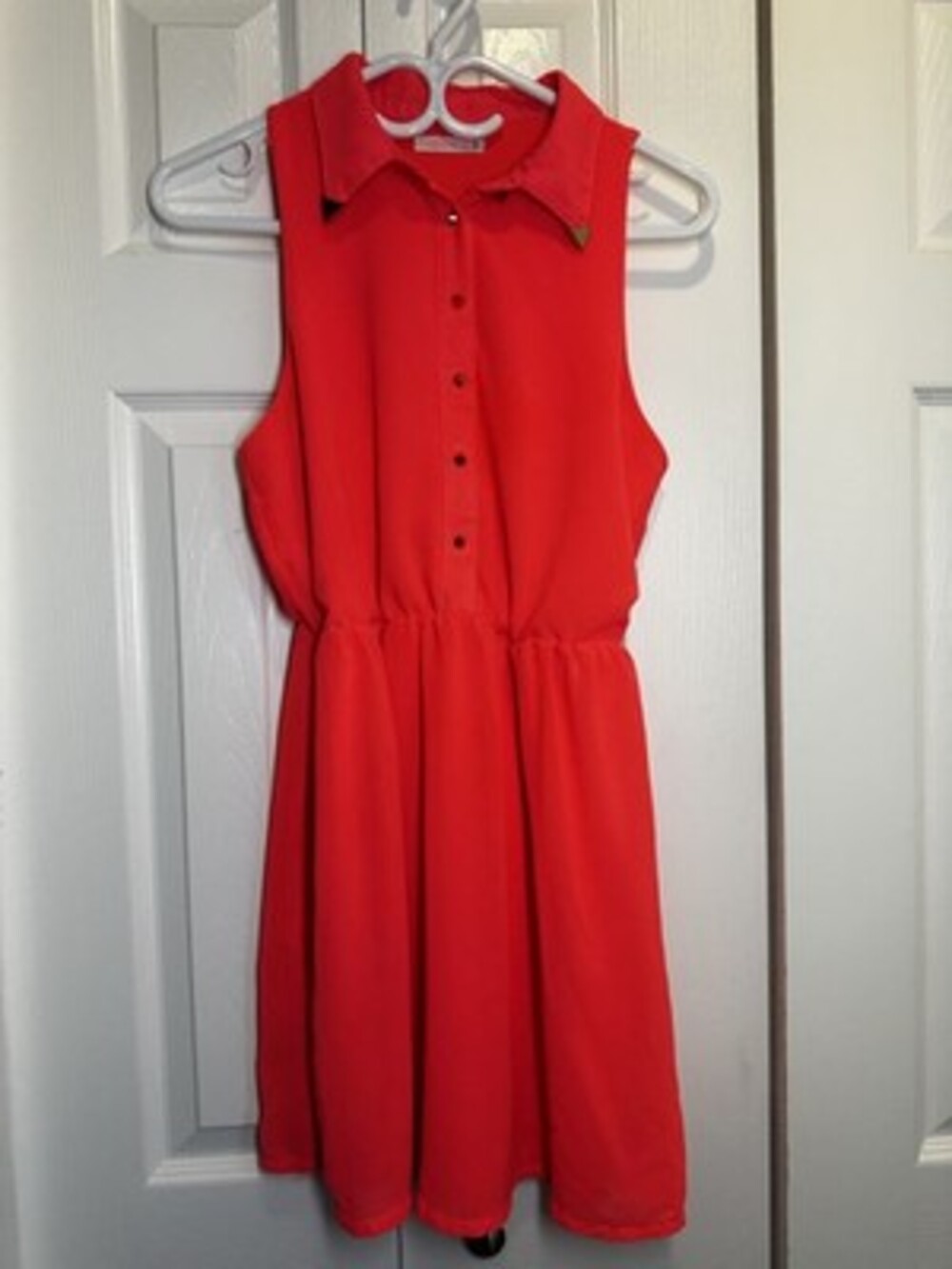Ardene Vibrant Neon Pink Sleeveless Collared Mini Dress